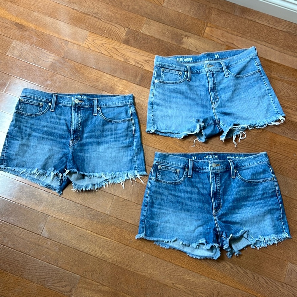 J Crew Mid Rose Denim Shorts - Set of Three